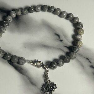 Gray Jasper Bracelet with Tree of Life Charm